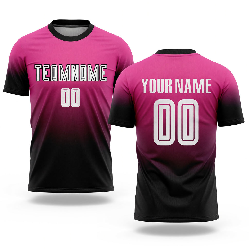 Custom Pink White-Black Sublimation Fade Fashion Soccer Uniform Jersey
