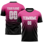 Custom Pink White-Black Sublimation Fade Fashion Soccer Uniform Jersey photo 1