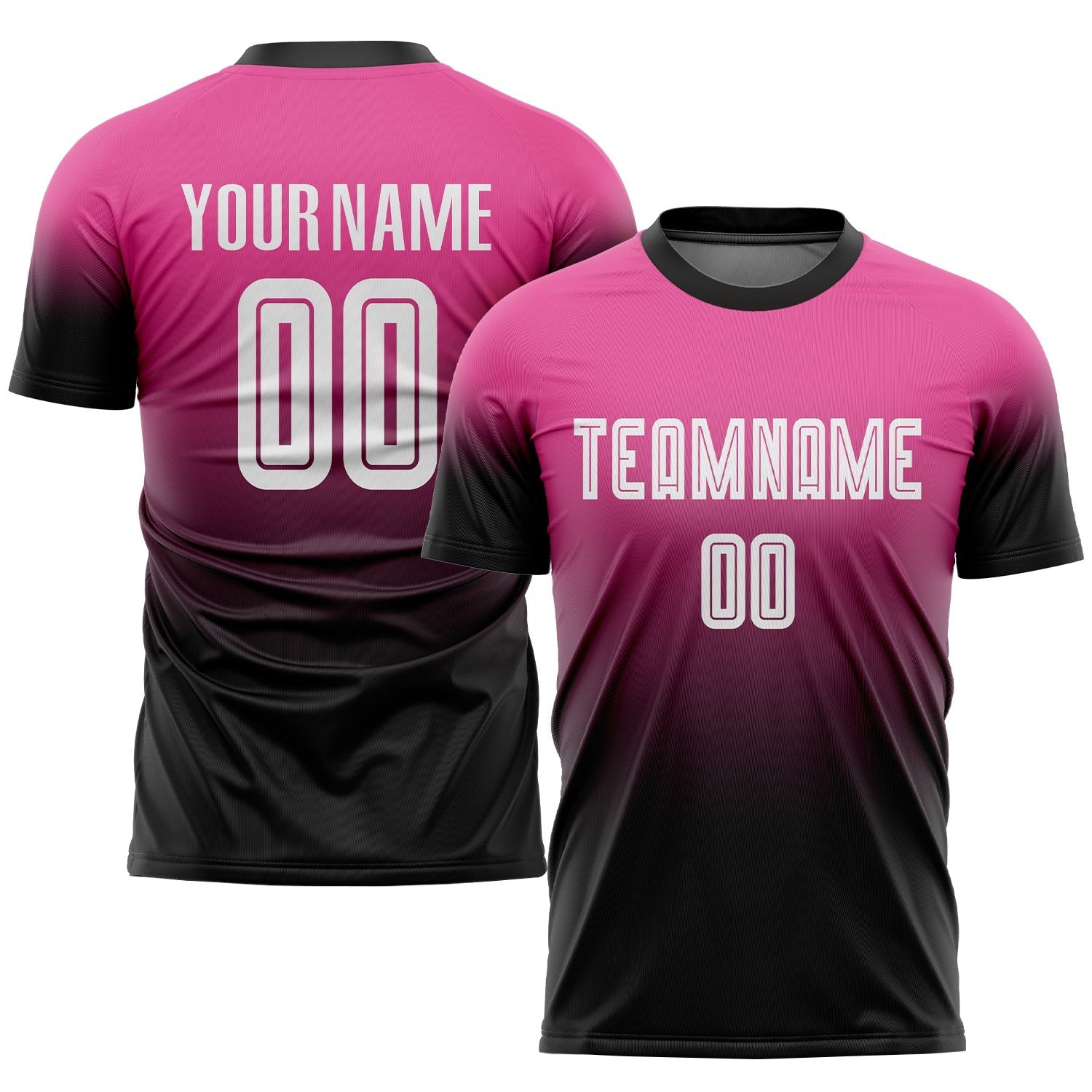 Custom Pink White-Black Sublimation Fade Fashion Soccer Uniform Jersey photo 1