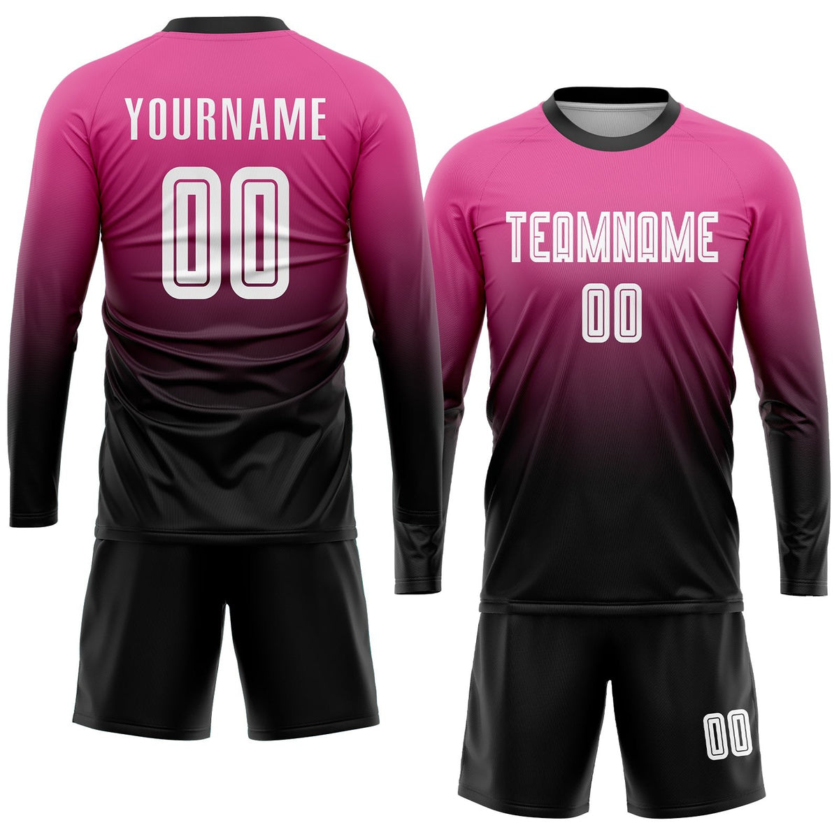 Custom Pink White-Black Sublimation Fade Fashion Soccer Uniform Jersey photo 4