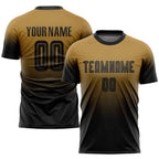 Custom Old Gold Black Sublimation Fade Fashion Soccer Uniform Jersey photo 1