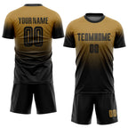 Custom Old Gold Black Sublimation Fade Fashion Soccer Uniform Jersey photo 2