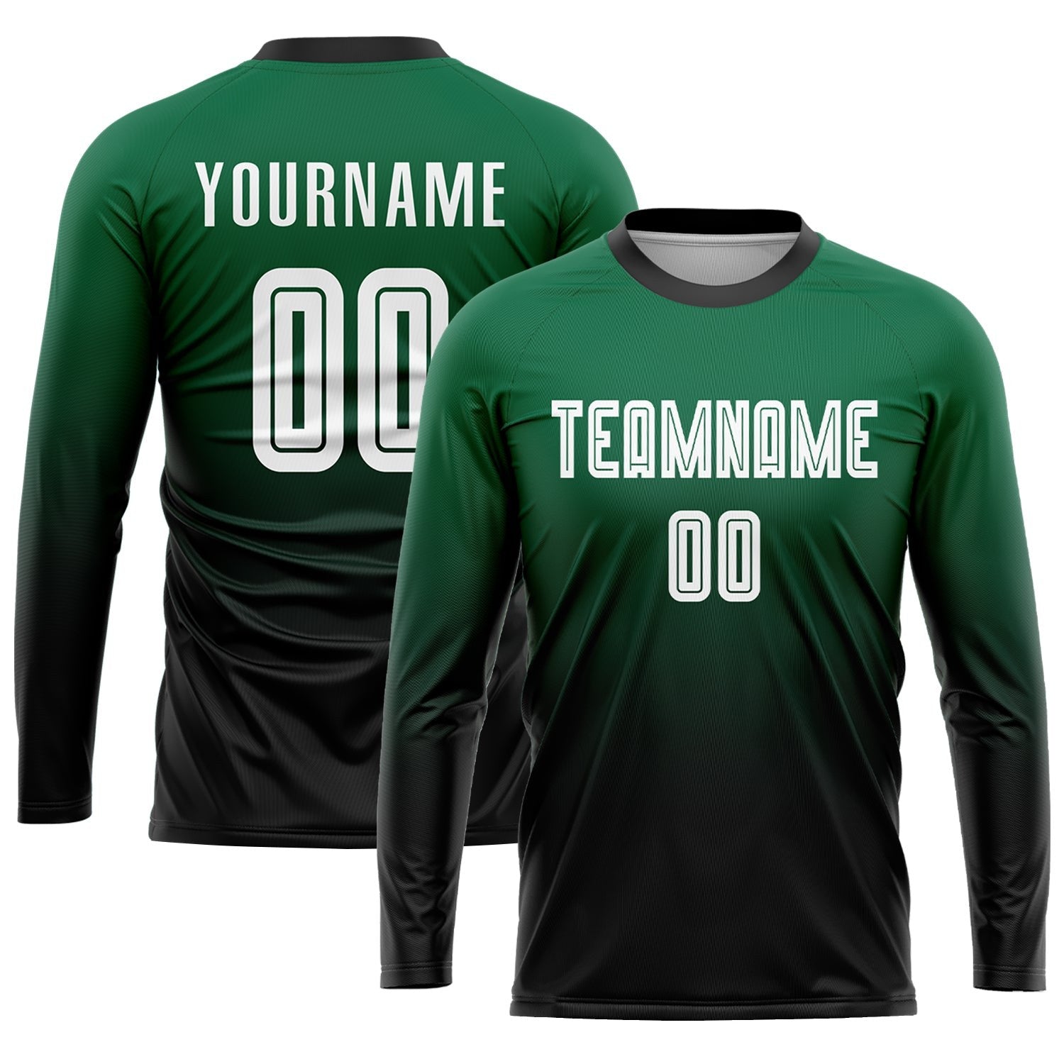 Custom Kelly Green White-Black Sublimation Fade Fashion Soccer Uniform Jersey photo 3
