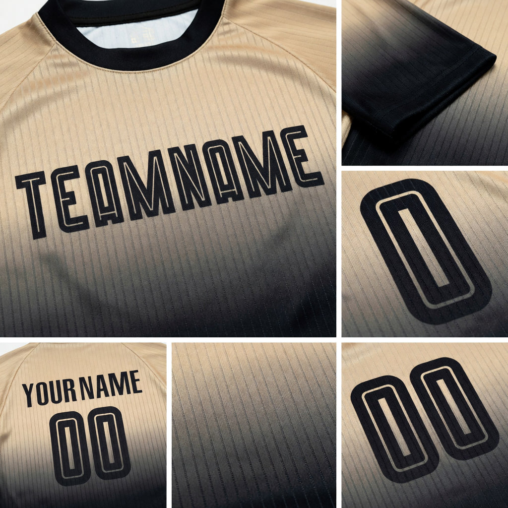 Custom Cream Black Sublimation Fade Fashion Soccer Uniform Jersey detail