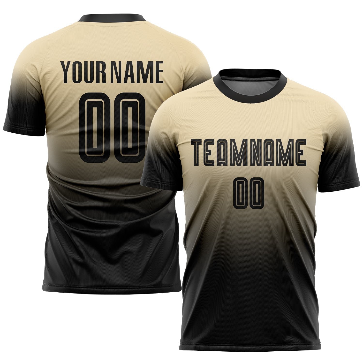 Custom Cream Black Sublimation Fade Fashion Soccer Uniform Jersey photo 1