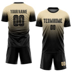 Custom Cream Black Sublimation Fade Fashion Soccer Uniform Jersey photo 2