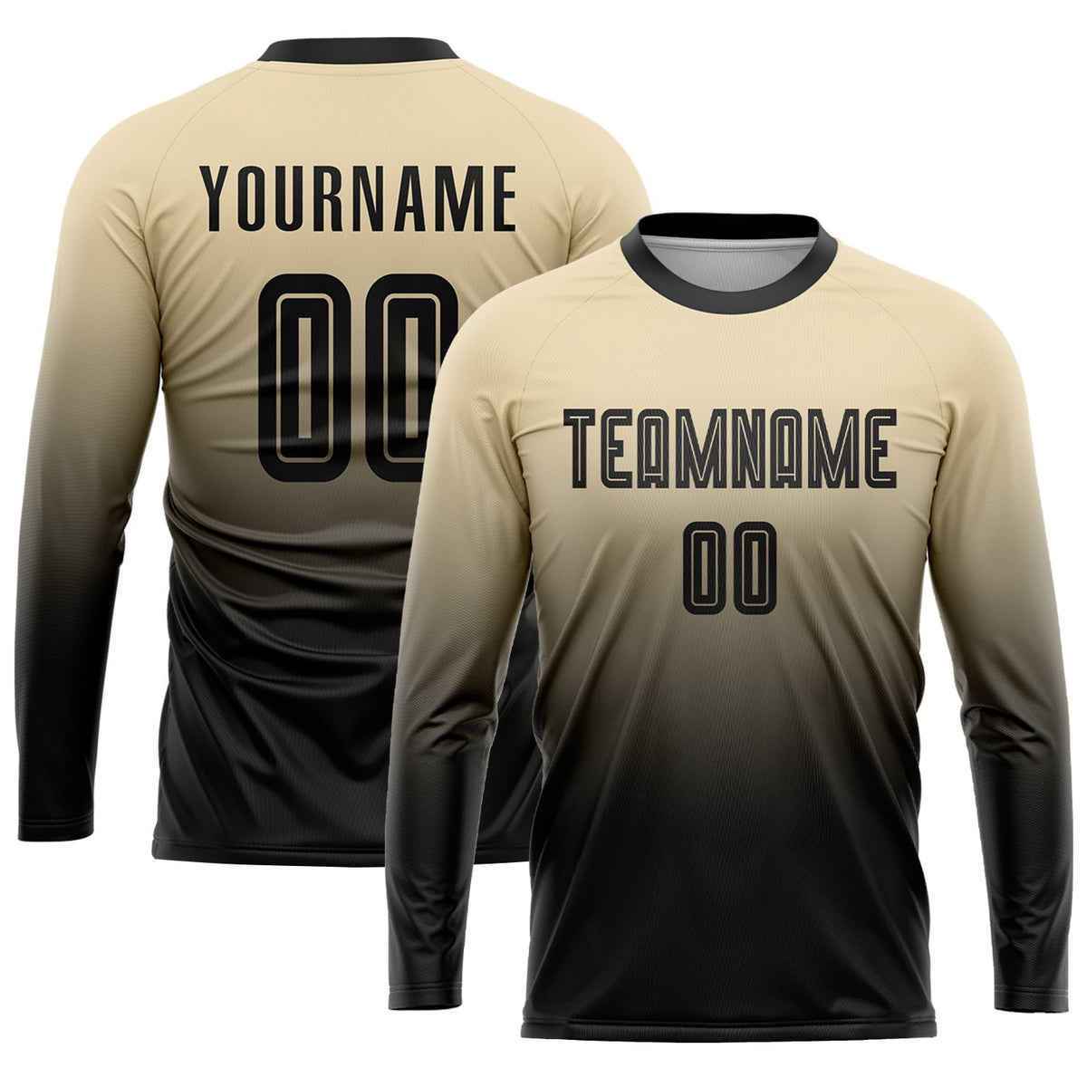Custom Cream Black Sublimation Fade Fashion Soccer Uniform Jersey photo 3