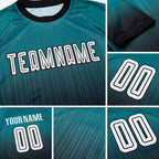 Custom Teal White-Black Sublimation Fade Fashion Soccer Uniform Jersey detail