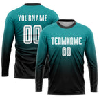 Custom Teal White-Black Sublimation Fade Fashion Soccer Uniform Jersey photo 3