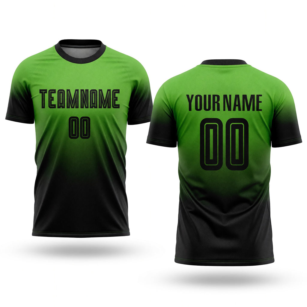 Custom Neon Green Black Sublimation Fade Fashion Soccer Uniform Jersey