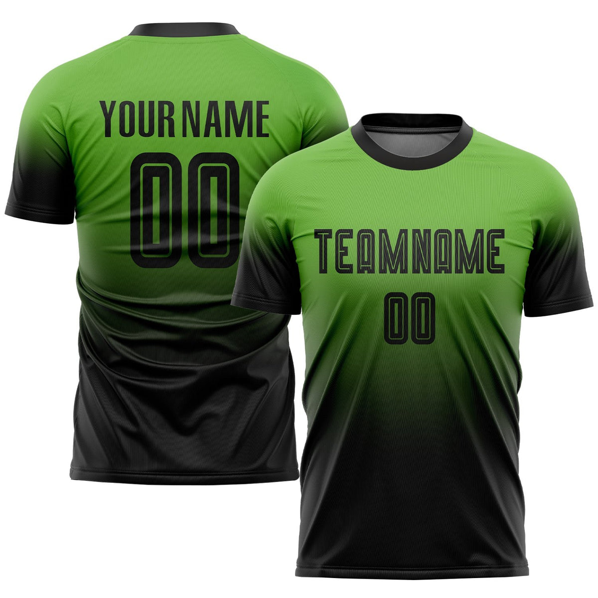 Custom Neon Green Black Sublimation Fade Fashion Soccer Uniform Jersey photo 1
