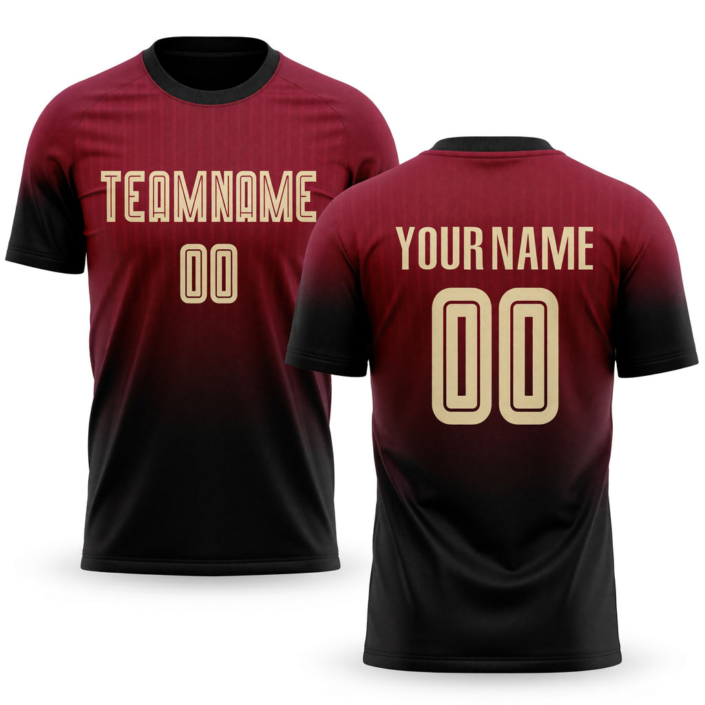 Custom Crimson Cream-Black Sublimation Fade Fashion Soccer Uniform Jersey