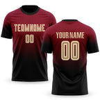 Custom Crimson Cream-Black Sublimation Fade Fashion Soccer Uniform Jersey