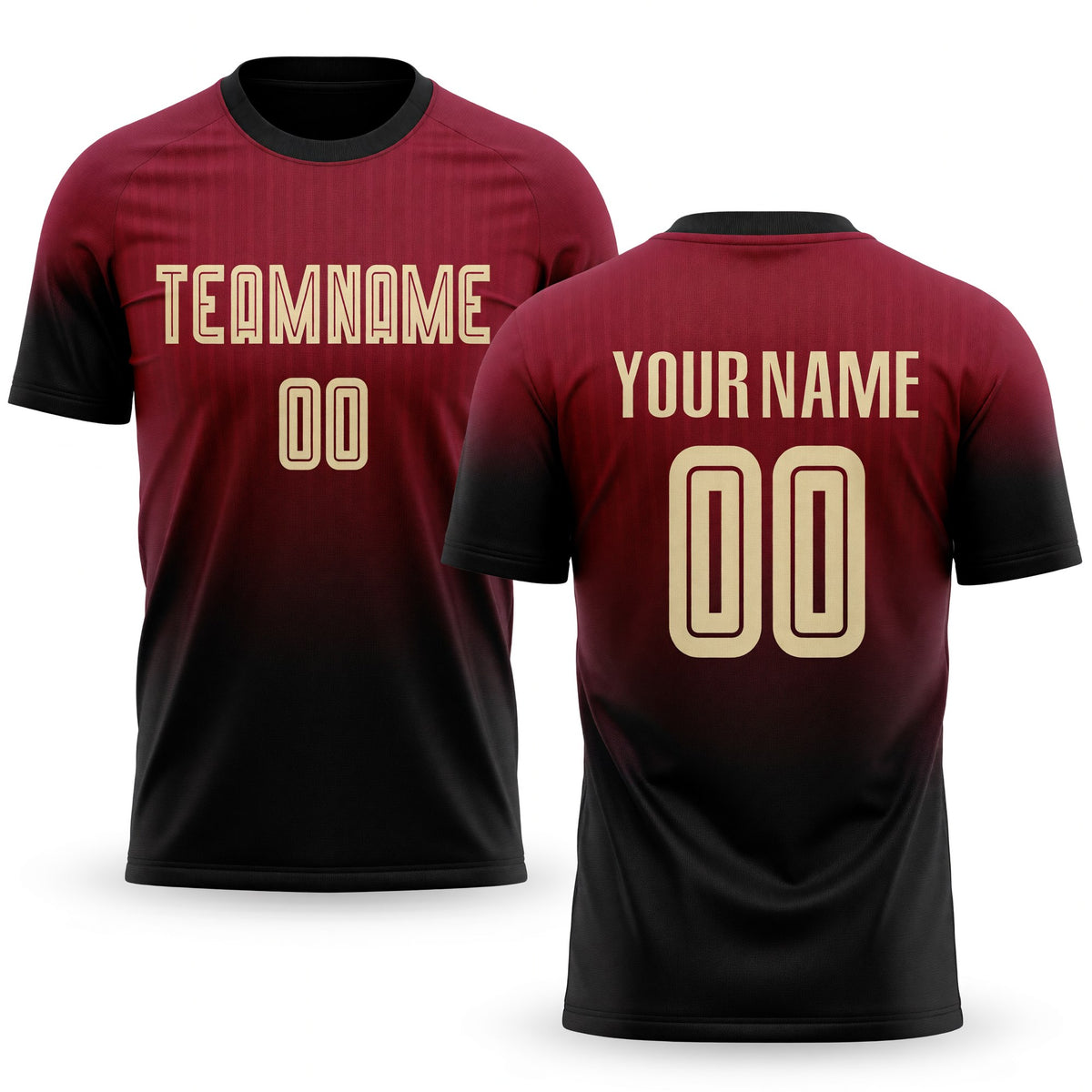 Custom Crimson Cream-Black Sublimation Fade Fashion Soccer Uniform Jersey