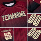 Custom Crimson Cream-Black Sublimation Fade Fashion Soccer Uniform Jersey detail