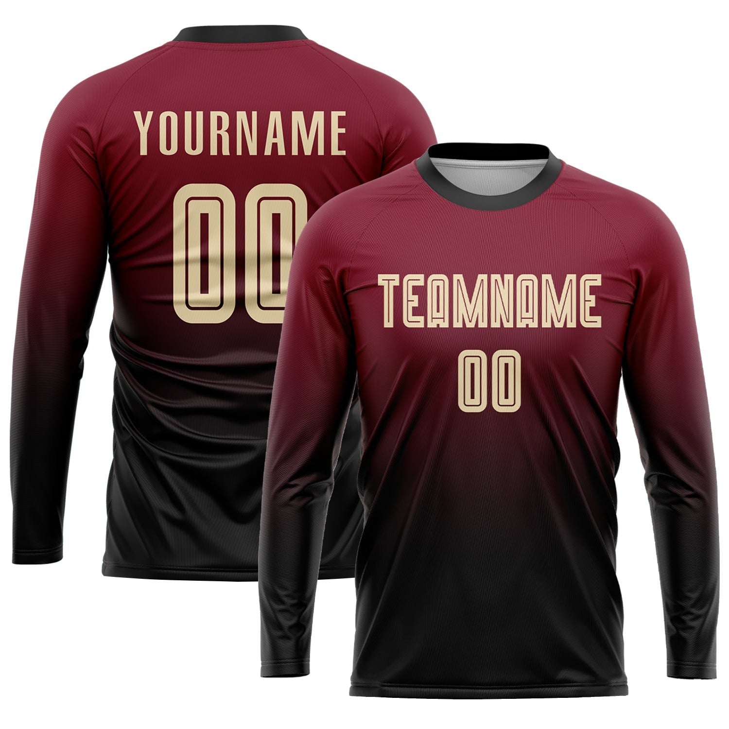 Custom Crimson Cream-Black Sublimation Fade Fashion Soccer Uniform Jersey photo 3
