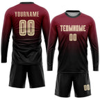 Custom Crimson Cream-Black Sublimation Fade Fashion Soccer Uniform Jersey photo 4
