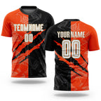Custom Graffiti Pattern White Black Orange-Old Gold Scratch Sublimation Soccer Uniform Jersey