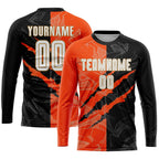 Custom Graffiti Pattern White Black Orange-Old Gold Scratch Sublimation Soccer Uniform Jersey photo 3