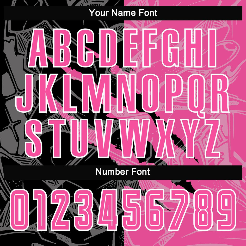 Custom Graffiti Pattern Pink Black-White Scratch Sublimation Soccer Uniform Jersey photo 6