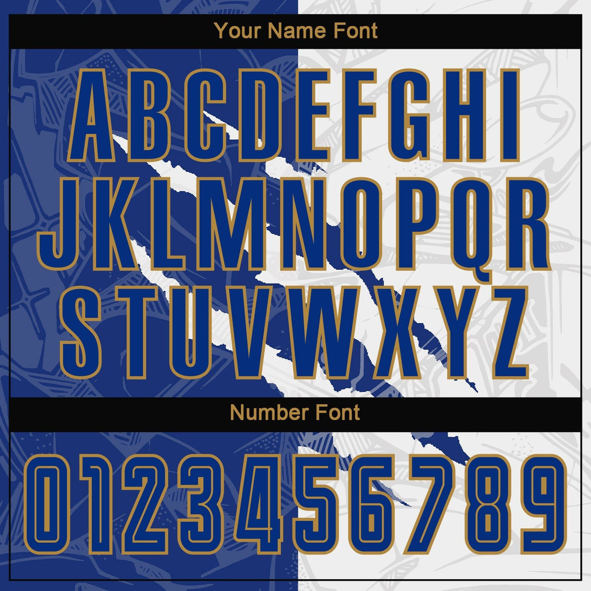 Custom Graffiti Pattern Royal White-Old Gold Scratch Sublimation Soccer Uniform Jersey photo 6