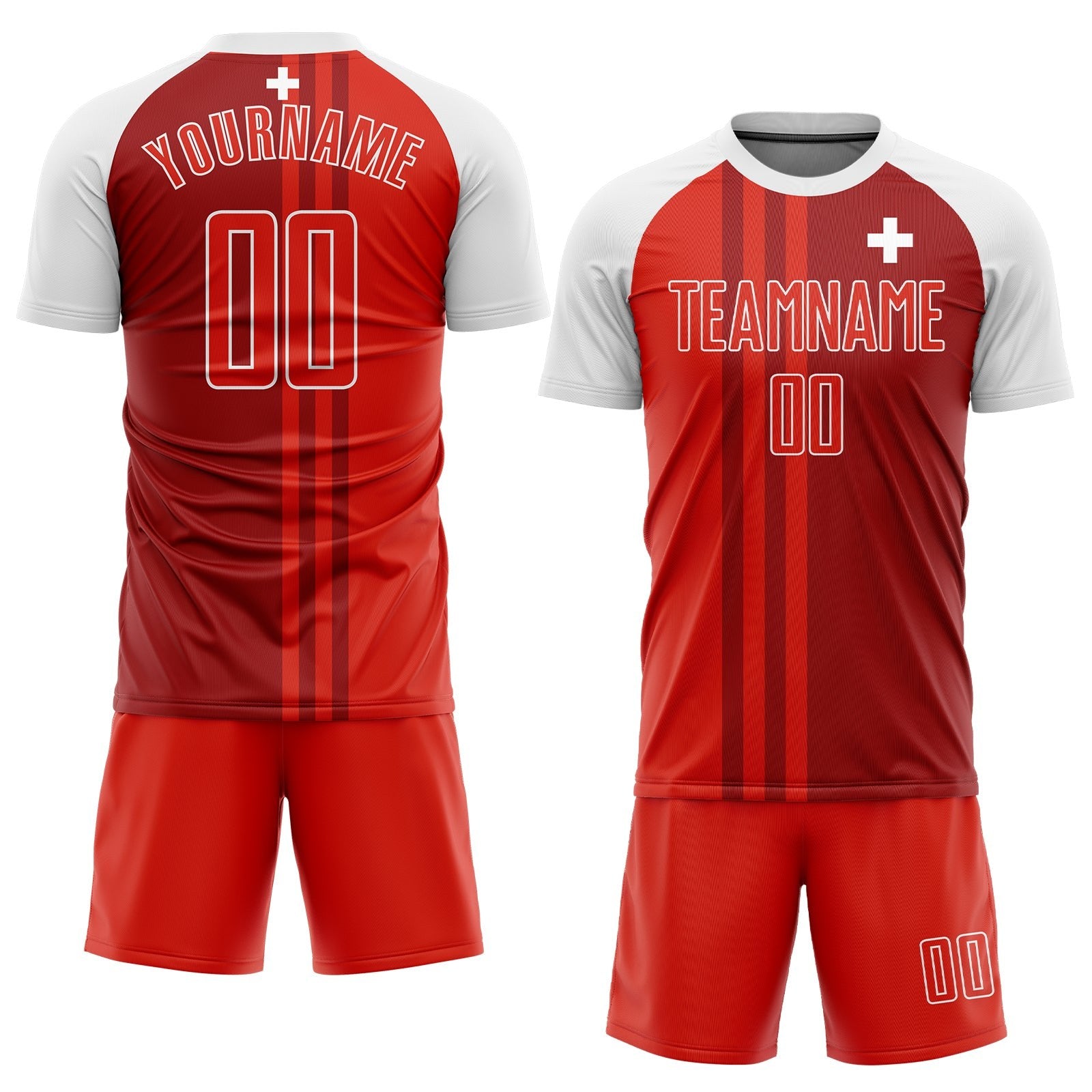Custom Red Crimson-White Sublimation Swiss Flag Soccer Uniform Jersey photo 2