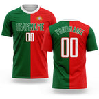 Custom Kelly Green Red-White Sublimation Portuguese Flag Soccer Uniform Jersey