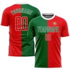 Custom Kelly Green Red-White Sublimation Portuguese Flag Soccer Uniform Jersey photo 1