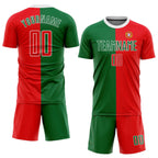 Custom Kelly Green Red-White Sublimation Portuguese Flag Soccer Uniform Jersey photo 2
