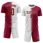 Custom White Crimson-Old Gold Sublimation Qatari Flag Soccer Uniform Jersey photo 2