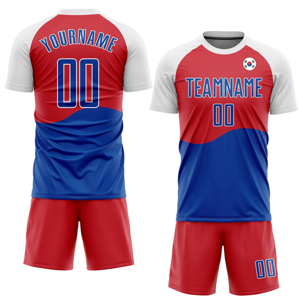 Custom Red Royal-White Sublimation South Korean Flag Soccer Uniform Jersey photo 2
