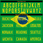 Custom Neon Green Gold-Royal Sublimation Brazilian Flag Soccer Uniform Jersey photo 6