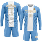 Custom Light Blue White-Old Gold Sublimation Argentinian Flag Soccer Uniform Jersey photo 3