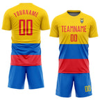 Custom Gold Red-Royal Sublimation Ecuador Flag Soccer Uniform Jersey photo 2
