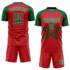 Custom Red Kelly Green-White Sublimation Moroccan Flag Soccer Uniform Jersey photo 2