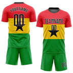 Custom Red Black Gold-Kelly Green Sublimation Ghanaian Flag Soccer Uniform Jersey photo 2