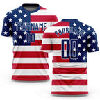 Custom Red Royal-White Sublimation American Flag Soccer Uniform Jersey