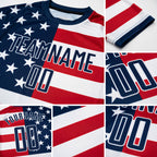 Custom Red Royal-White Sublimation American Flag Soccer Uniform Jersey detail