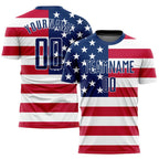 Custom Red Royal-White Sublimation American Flag Soccer Uniform Jersey photo 1