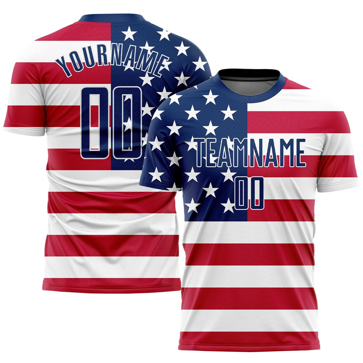 Custom Red Royal-White Sublimation American Flag Soccer Uniform Jersey photo 1