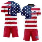 Custom Red Royal-White Sublimation American Flag Soccer Uniform Jersey photo 2