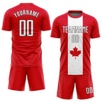 Custom Red White-Black Sublimation Canadian Flag Soccer Uniform Jersey photo 2