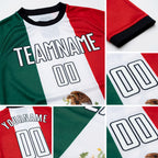Custom Kelly Green White Red-Black Sublimation Mexican Flag Soccer Uniform Jersey detail
