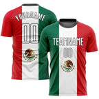 Custom Kelly Green White Red-Black Sublimation Mexican Flag Soccer Uniform Jersey photo 1