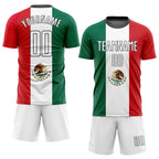 Custom Kelly Green White Red-Black Sublimation Mexican Flag Soccer Uniform Jersey photo 2