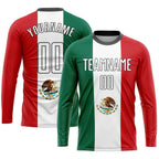 Custom Kelly Green White Red-Black Sublimation Mexican Flag Soccer Uniform Jersey photo 3