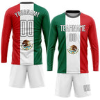 Custom Kelly Green White Red-Black Sublimation Mexican Flag Soccer Uniform Jersey photo 4
