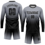 Custom Gray Black Sublimation Long Sleeve Fade Fashion Soccer Uniform Jersey photo 2