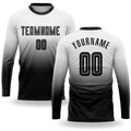 Custom White Black Sublimation Long Sleeve Fade Fashion Soccer Uniform Jersey