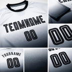 Custom White Black Sublimation Long Sleeve Fade Fashion Soccer Uniform Jersey detail